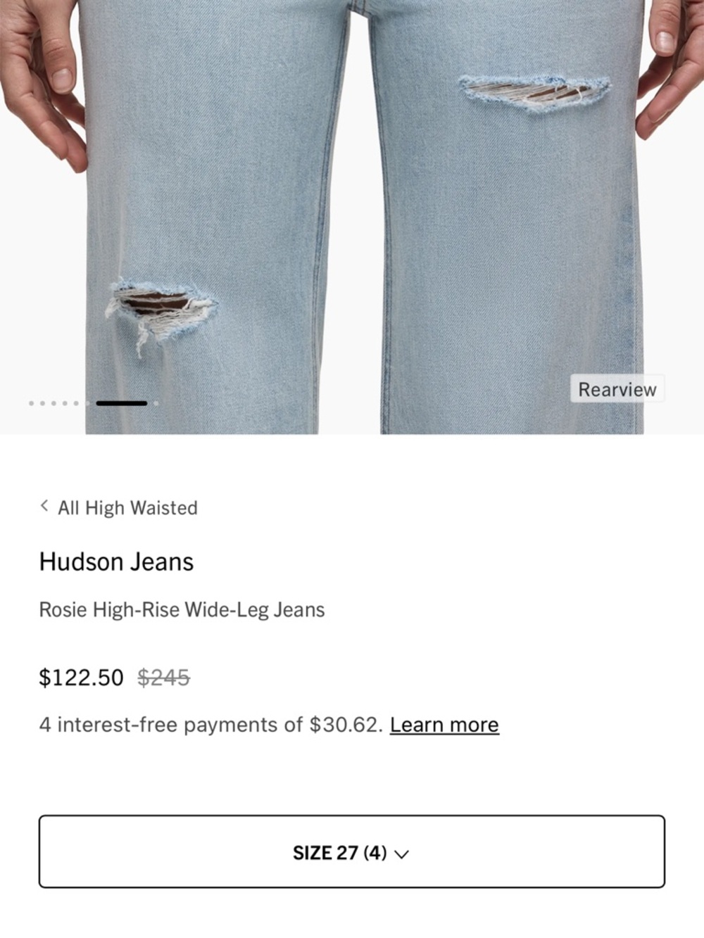 Hudson Jeans (Rosie) Pale Blue High-Rise Straight Leg Jeans Size 27 - Picture 12 of 14